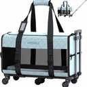 Pet Carrier Airline Approved - Dog Carrier with Wheels - TSA Airline Approved Dog Carrier - Rolling Pet Carrier with Wheels for Small to Medium Size Cat or Dog - Airplane Cabin Animal (Blue)