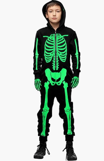 SIZGAROOT Skeleton Costume - Adult Women's Glow in the Dark Onesie for Halloween 5-7Y