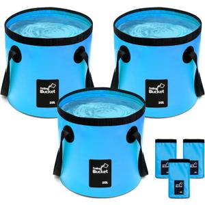 Tessco for you 3 Pcs 5 Gallon Bucket Collapsible Foldable Bucket with Handle for Beach Camping Fishing to Hold Water Folding Container Carry Bag Portable Fold up Lightweight