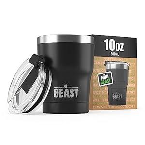 Beast 10 oz Tumbler Stainless Steel Vacuum Insulated Coffee Ice Cup Double Wall Travel Flask (Black)