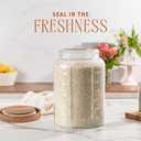 kitchentoolz Extra Large Mason Jar - 1 Gallon Glass Wide Mouth Jar with Airtight Wooden Lid, Food Storage Container with Measurement Markings For Kitchen Pantry, Pickling, Cookies, Flour & Sugar