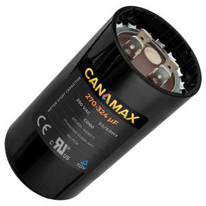Canamax Premium 270-324 Mfd uF 250VAC Round Motor Start Capacitor 50/60 Hz AC Electric - Compatible with Single Phase Motor Capacitors Condenser Straight Cool or Heat Pump Air Conditioner