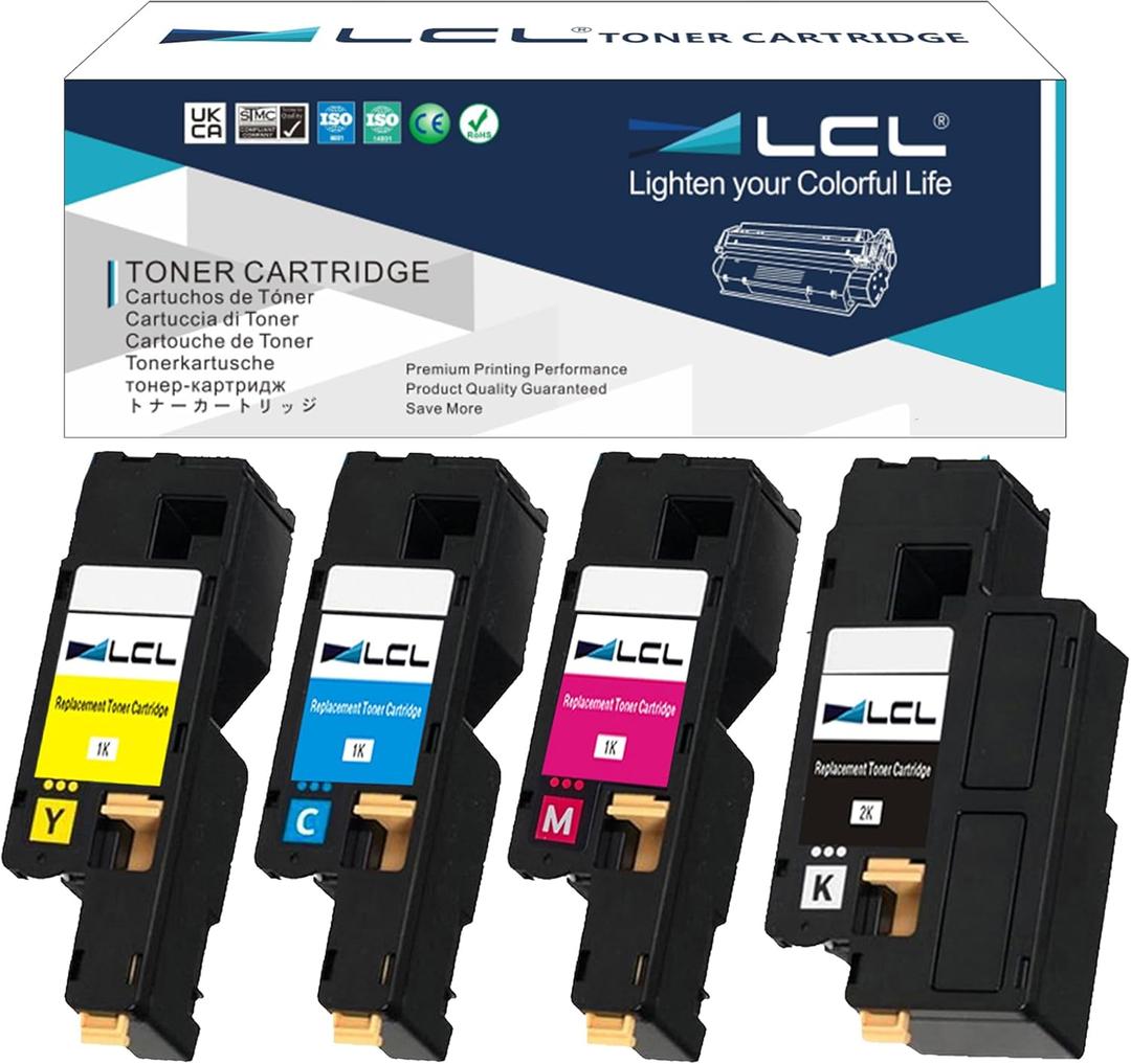 LCL Remanufactured Toner Cartridge Replacement for Xerox 106R01630 106R01627 106R01628 106R01629 for Xerox Phaser 6000 6010 WorkCentre 6015 (4-Pack, Black, Cyan, Magenta,Yellow)