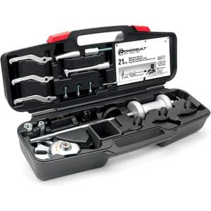 Powerbuilt Master Axle Puller Tool Set, Remove Car Front and Rear, Bearings and Seals, Vehicle Repair 21 Piece Kit - 648611, Silver
