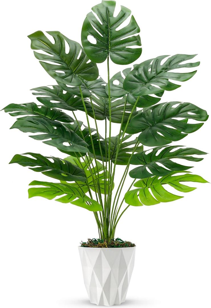 Der Rose 28" Tall Fake Plants Tropical Artificial Monstera Tree Faux Plants Indoor for Home Office Living Room Balcony Decor