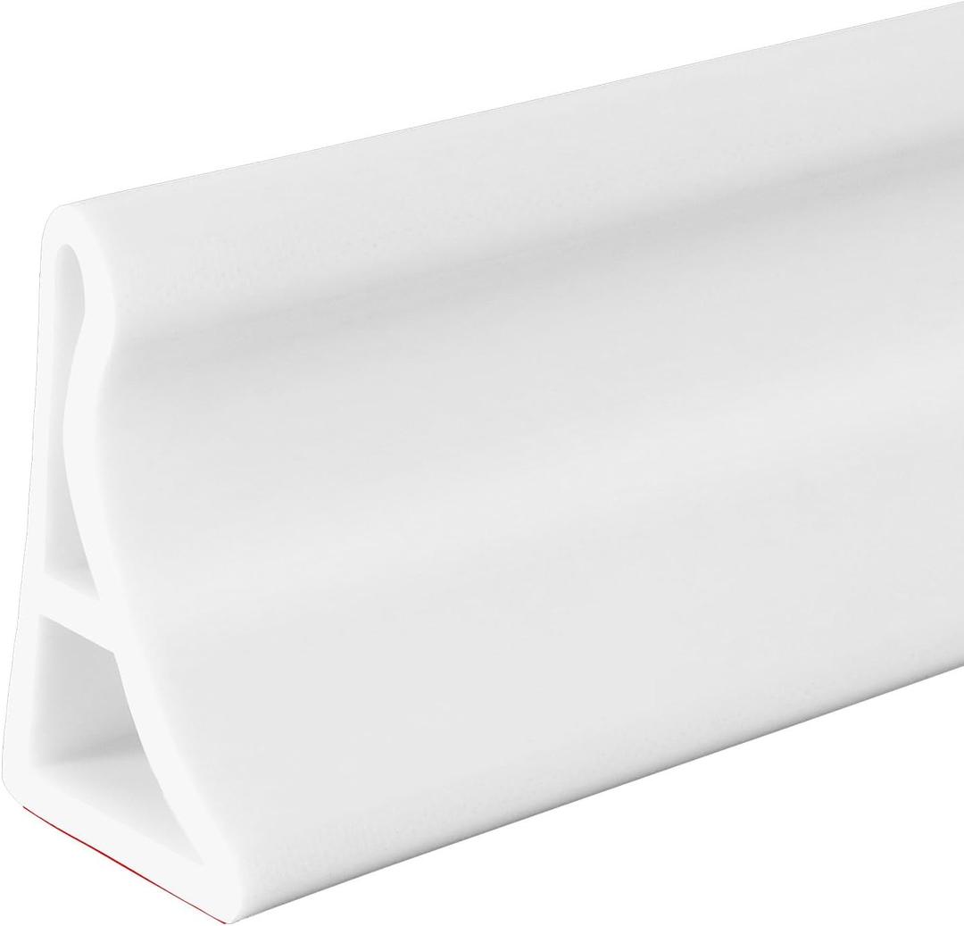 Duzzy 75 Inch Collapsible Shower Threshold Water Dam, Shower Dam Strip Water Stopper, Ideal for Wheelchair Accessible, Suitable for ADA Handicap Showers Bathroom (White)