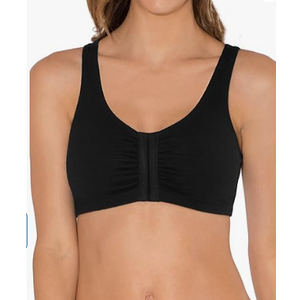 Fruit of the Loom Women's Front Close Sports Bra - Cotton Blend, Easy Fit & Built-Up Support, 36, Black Sport Top Bra