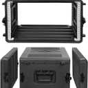 Diandian 6U Rack Case Shallow 16" Depth, 19" Rackmount Flight Case, Watertight Dust-Proof, Shock Mount for Amplifier, Pro Audio, DJ Mixer, Effects with Microphone Compartments, 6U Rack Space 16" Deep