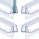 Frienda 4 Pcs Shower Door Bottom Seal 1/2" x 36' Clear PVC Glass Door Sweep Shower Frameless Seal Strip for Replacement Stopping Leaks and Creating Water Barrier