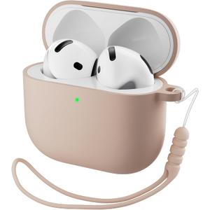 ORNARTO for AirPods 4 Case, Soft Silicone Full Protective Cover with LED Visible, Compatible with AirPods 4th Generation 2024 - Nude Taupe
