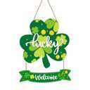 St.Patrick’S Day Decorations Indoor Outdoor,Wooden Hanging Wall Welcome Sign,Party Favors Housewarming Gift For Irish Holiday(Shamrock with Coin) Pack of 2