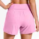 Soothfeel Running Athletic Shorts for Women 5" High Waisted Shorts Pink (M)