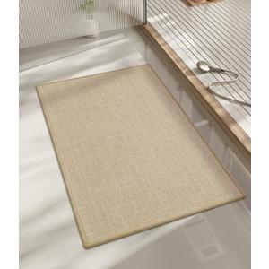 chakme Bathroom Rugs Mat 32x17, Ultra Thin Non Slip Bath Mat Quick Dry Absorbent Bath Mat for Bathroom Floor, (Light Beige, 32"x17")