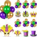 6 Sets Balloon Stand Kit for Table Mardi Gras Table Decorations Mardi Gras Table Centerpieces with Balloon Gold Green Purple Float Carnival Fat Tuesday Party Supplies Decoration