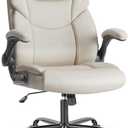 Executive Office Chair  Ergonomic Adjustable Computer Desk Chairs with High Back Flip-up Armrests, Swivel Task Chair with Lumbar Support, Bonded Leather