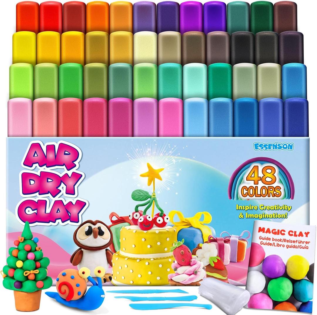 Magic Clay - Air Dry Clay 48 Colors, Modeling Clay for Kids with Tools, Soft & Ultra Light, Toys Gifts for Age 3 4 5 6 7 8+ Years Old Boys Girls Kids