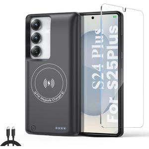For Samsung Galaxy S23 Plus/Galaxy S22 Plus Battery Case,Real 10000mAh Portable Power Bank Magnetic Wireless Charging,Protective Charger cell phone case with battery pack Rechargeable Anti-Fall