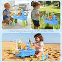 2026 Upgraded Water Table for Toddlers 1-3 - Outdoor Toys for Kids Ages 4-8 with Pump, Summer Outside Sensory Activity Pool Toys, Kitchen Play Sink Toy with Running Water, Fishing Toy, Blue
