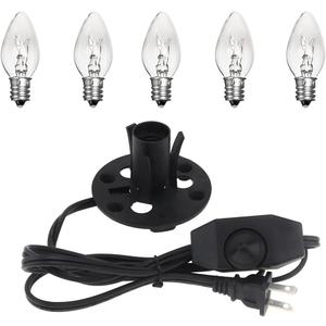 Himalayan Salt Lamp Cord 6FT with Dimmer Switch - E12 Socket & 5 Free 15W Bulbs, Replacement Power Cord for Salt Rock Lamps