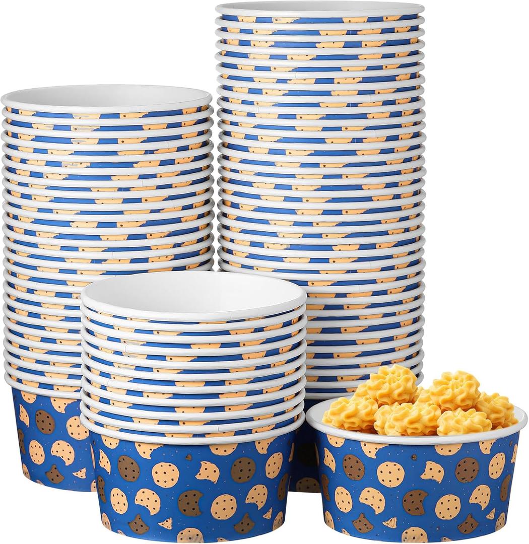 LemonRoad 72 Pcs Monster Party Supplies Disposable Snack Cups 16 oz Blue Monster Themed Party Ice Cream Cups for Yogurt Dessert Girl Boy Birthday Baby Shower Decorations