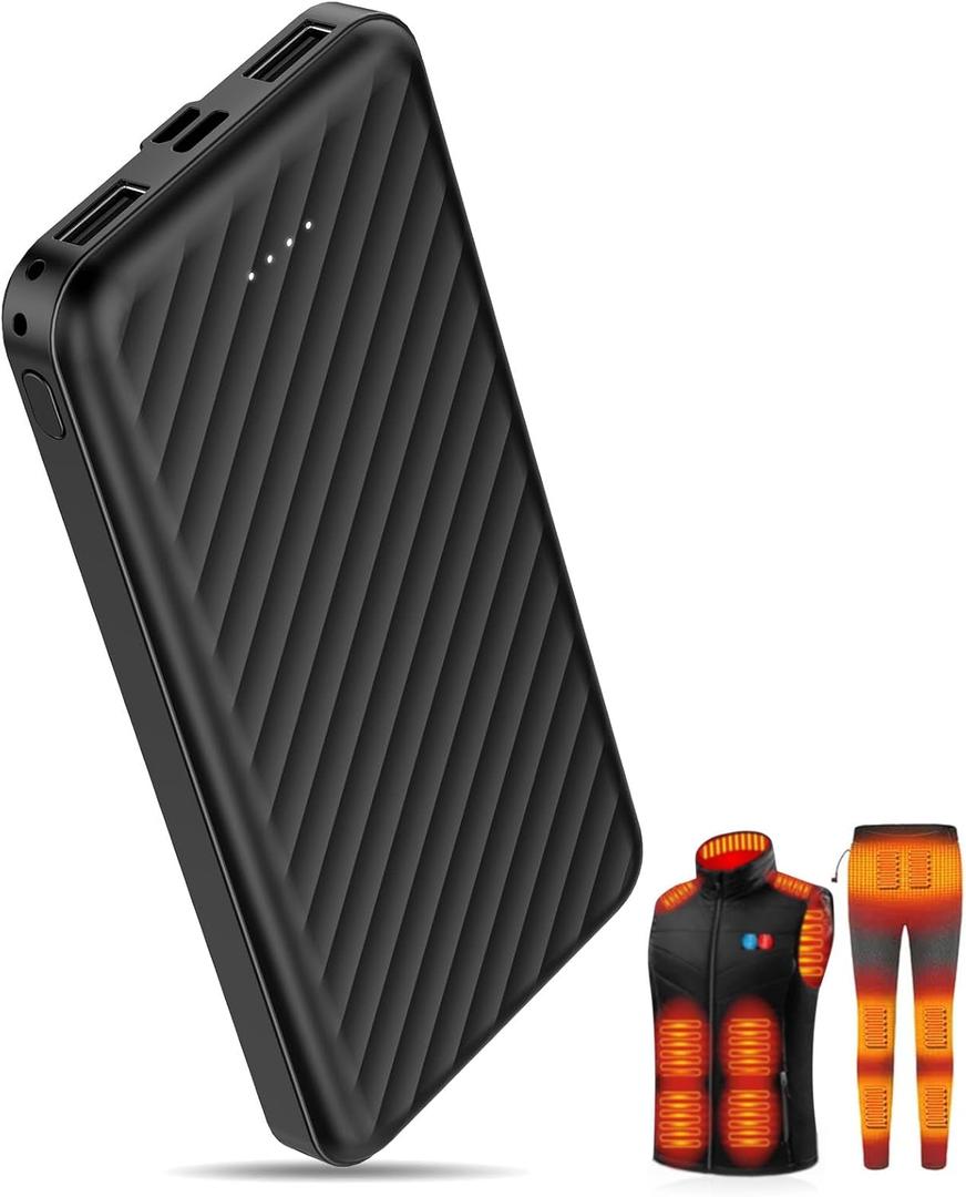 CHHID 5V 2A Heated Vest Battery Pack,Pocket Size 10000mah Power Bank for Heated Jacket,Heated Clothing/Coat,Heated Seat/Chair,Heated Hoodies,USB Heated Blanket.