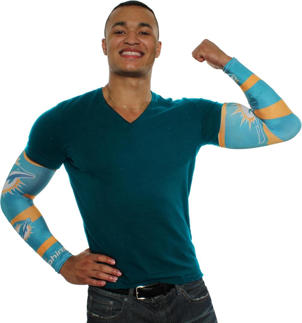 Littlearth unisex-adult NFL Strong Arms Tattoo Sleeves (Miami Dolphins)