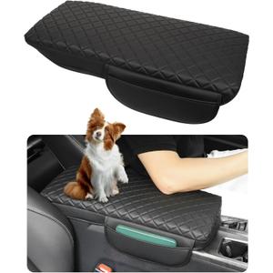 Center Console Armrest Cover for Toyota Camry Arm Rest Covers Pad with Side Pockets, Black Faux Leather Interior Accessories (for Camry 2025)