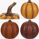 6 Inch Large Artificial Pumpkins, 3 Pcs Fall Pumpkin Decor Orange Clay Brown Dark Red Faux Resin Pumpkins Woven Pumpkin Centerpiece for Rustic Farmhouse Fall Thanksgiving Autumn Harvest Table Decor