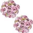2 Packs Artificial Peony Flowers Silk Peonies Fake Flower Bouquet Arrangements for Home Wedding Party Decoration (Sweetened Bean)