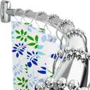 Curved Shower Curtain Rod, 45-72 Inches Adjustable Curved Shower Rod, Rustproof Round Never Fall Shower Rods for Bathroom, Telescoping Design, Need to Drill, Silver