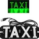 Taxi LED Sign Decor, 5V USB Bright Taxi Logo LED Light with Transparent Suction Cups, Vibrant Cab Indicator Lamp Taxi Flashing Hook on Window for Drivers, Car Accessories (Green)