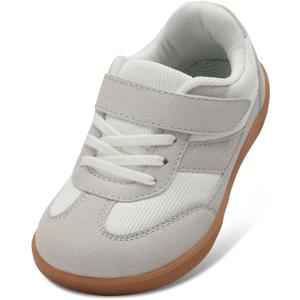 Kxsoi Toddler Shoes Baby Boy Shoes Toddler Boy Sneakers Zero Drop Minimalist Sneakers for Girls Boys Kids Baby Girls Footwear Kids Footwear White/Grey Size 8