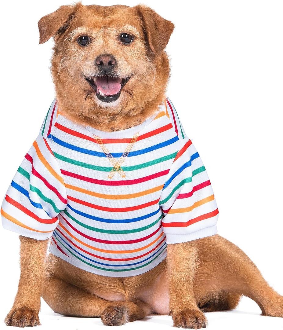 2 x The Dodo Striped Crewneck Sweatshirt for Dogs, Size Extra Small, Everyday Apparel for Dogs, Cute Dog Tee, Cute Clothes (Multicolor)