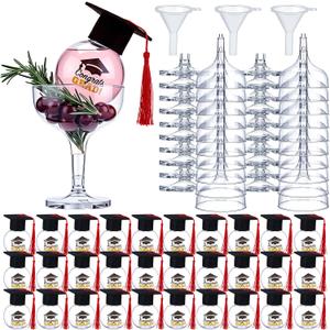 30 Set Graduation Party Favor Refillable Plastic Ball Decorations with Mini Caps & Cup Ornaments Congrats Grad Hanging Decor for Class of 2026(Red)