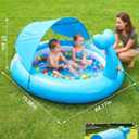 Inflatable Kids Pool with Canopy,Blue Whale Sprinkler Baby Swimming Pool for Toddlers,Portable Kiddie Pool for Backyard Outdoor Water Fun 76.0"64"37.4"