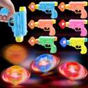 6-Pack Easter Light-Up Spinning Tops & Launcher Toys with 5 Colors, Easter Basket Stuffers for Kids Teens Glow-in-Dark Battle Toys Boys Easter Gifts & Basket Essentials, Egg Hunt School Party Prizes