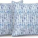 LVTXIII Outdoor Throw Pillows 20x20 Patio Waterproof Square Pillows with Piping Fade Resistant Accent Pillow for Spring Summer Garden Decoration, Set of 2, Pebble Blue