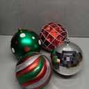 5.9 Inch Extra Large Christmas Ornaments Tree Decorations Set, 4ct Red Green White Shatterproof Jumbo Christmas Hanging Ball Ornaments Bulk, Traditional Xmas Holiday Party Decor