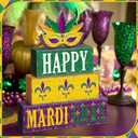 2 x Thyle 4 Pcs Mardi Gras Table Decorations Wooden Table Centerpieces Mask Purple Green Golden Mardi Gras Stack Tiered Tray Block Decor for Carnival Party Shelf Home