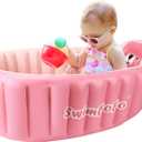Swimbobo Inflatable Baby Bath Tub Portable Foldable Travel Mini Swimming Pool Helps Infants to Toddler Tub (Pink)