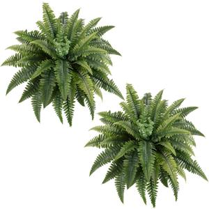 Fake Ferns - 2 Packs Artificial Ferns for Outdoors & Indoors, Lifelike 36in Faux Boston Fern with Eucalyptus Stems Centered for Porch Planters Home Office Hotel Garden, UV Resistant, Potted or Hanging (40 fronds-2p)