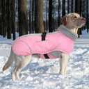 Queenmore Dog Jackets for Large Dogs, Fleece Dog Coats, Windproof Winter Large Breeds Jacket Winter, Reflective Pet Jackets, Pink, XXXL