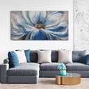 Flower Canvas Wall Art for Living Room Large White Blue Flower Picture Giclee Print Painting Wall Decor Framed Artwork Ready to Hang for Home Bedroom Wall Decoration Size 24x48