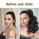 Natural Black Claw Ponytail Extension Wavy 16" Synthetic Curly Fake Clip in Extensions Wig Hair Pieces Fluffy Not Easily Knotted Clips on Ponytails for Women Wedding Party Daily Use 6 Oz