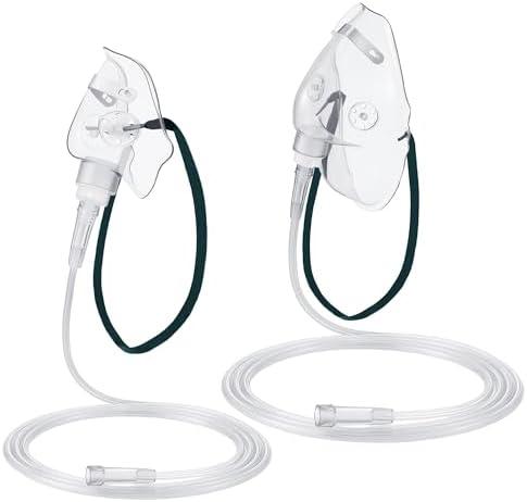 Geiserailie 2 Pack M/L Size Oxygen Mask for Adult with 6.6 Ft Tubing and Adjustable Elastic Strap, Adult Oxygen Mask with Tubing for Connecting
