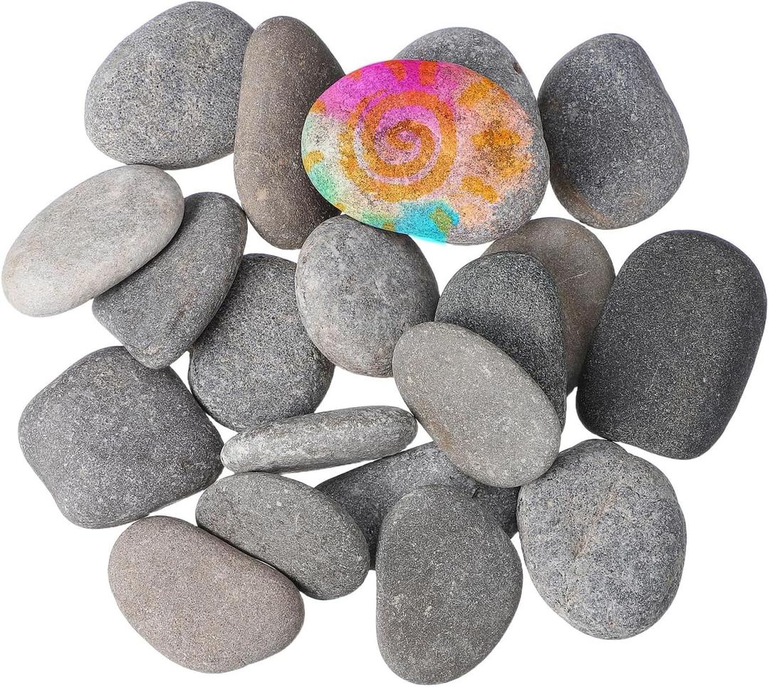 20 Pack Painting Stones Smooth Stones for Painting Natural River Rocks for DIY Crafts Ready-to-Paint Pebbles with Rounded Edges 1.96 X 1.18 X 0.39 in