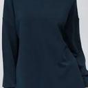 Fisoew Women's Turtleneck Oversized Sweatshirt Casual Long Sleeve Loose Side Slit Pullovers Tunic Tops (Navy, L)