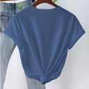 SOLY HUX Women's Summer Graphic Tees Crew Neck Short Sleeve T Shirt Vintage Aesthetic Tops (Blue, L)