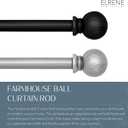 Elrene Home Fashions Rustic Farmhouse Adjustable Window Curtain Rod with Forged Hammered Round Ball Finials, 86X120, Wrought Iron