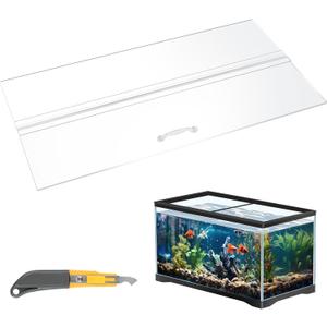 Sieral Aquarium Polycarbonate Canopy Set 23.07 x 11.69 x 0.12 Inch for 15/20H/55 Gallon Without Center Brace Aquariums Cover Fish Tank Lid with a Hook Knife, Clear